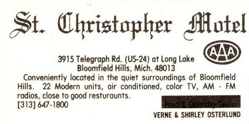 St. Cristopher Motel - Vintage Postcard (newer photo)